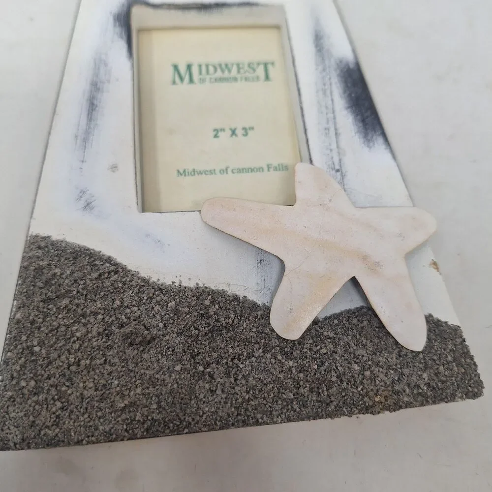 Midwest Of Cannon Falls Lighthouse Shaped Picture Frame Beachy Ocean Sand Star